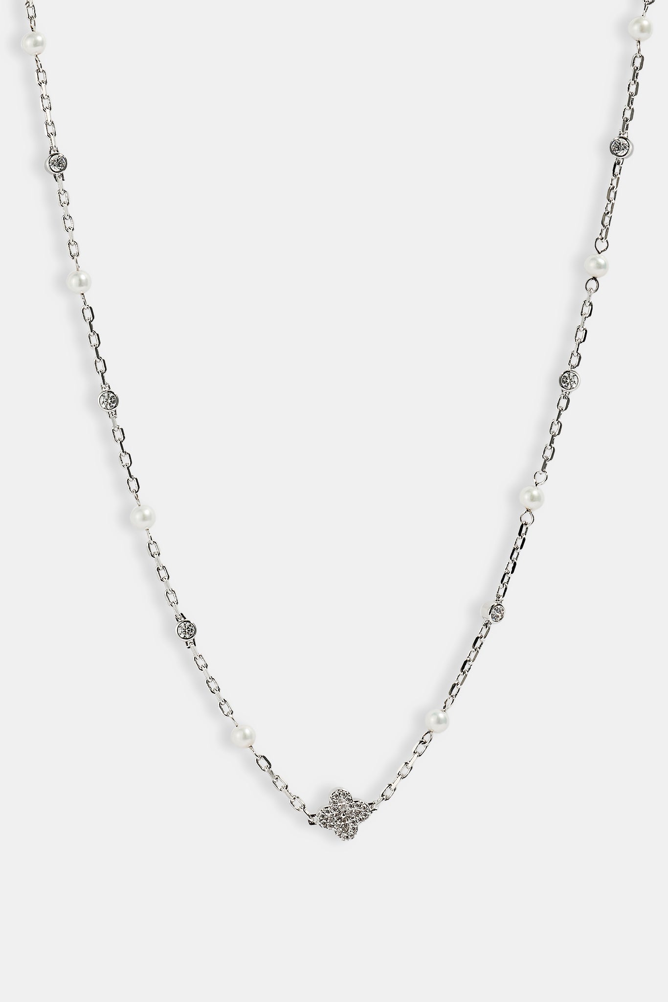 CZ & Micro Pearl Motif Chain - 3mm - White
